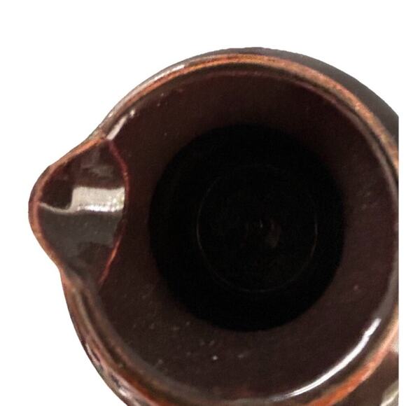 Vintage Stoneware Syrup Pitcher Jug Brown Tan Two Tone 6" Tall Vase Cottage Core - Picture 12 of 13